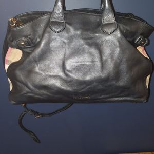 Large Burberry Soft Leather Banner Check Purse